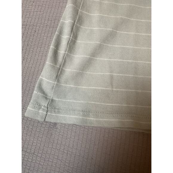 Theory Men’s Medium Short Sleeve Knit T-Shirt Green With White Stripe Crewneck - Picture 3 of 6